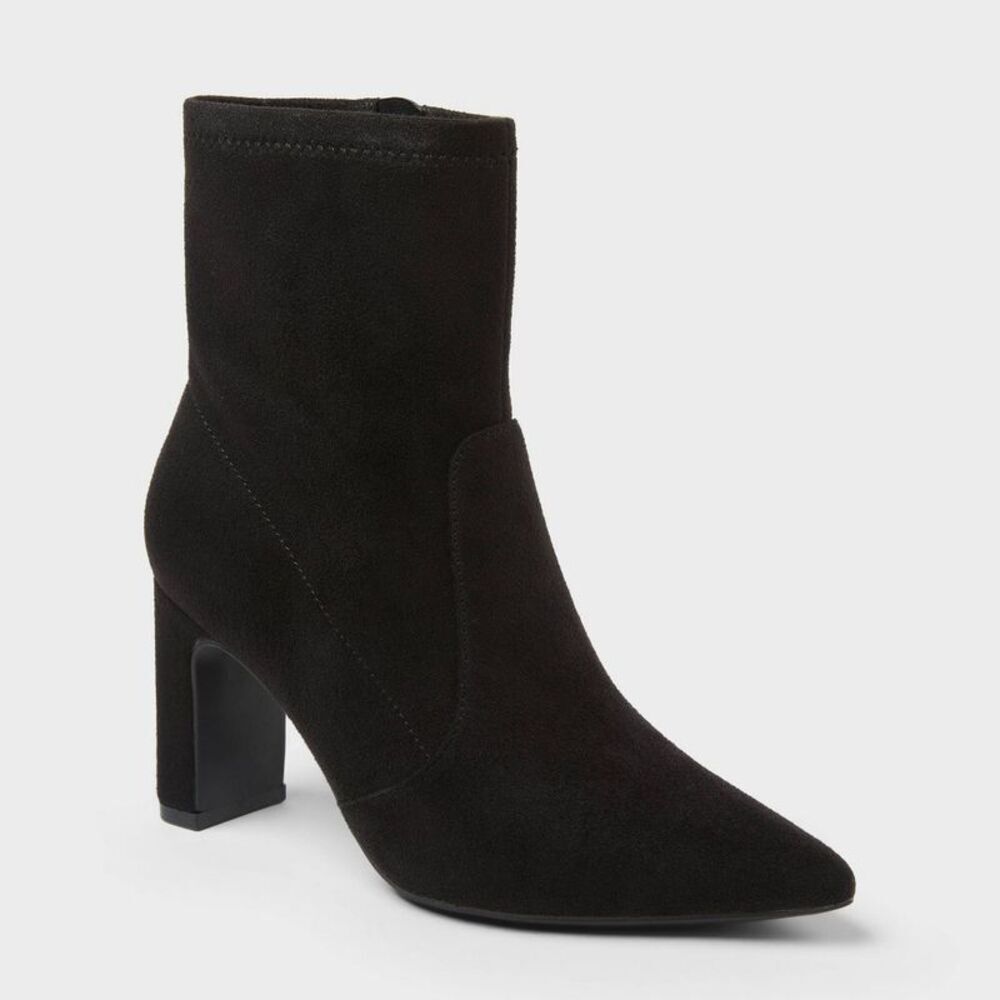 Women’s Sienna Low Shaft Heeled Boots with Memory Foam Insole - Jet Black 12